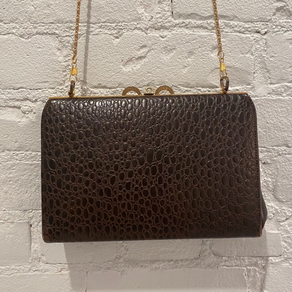 Vintage Faux Alligator Ladylike Brown Box Bag - Picture 8 of 8